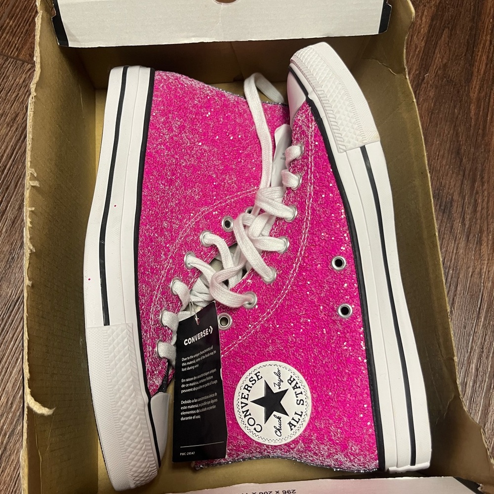 NWT Converse Hot Pink Silver High Top